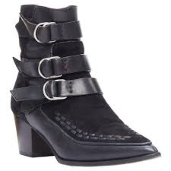 Isabel Marant DICKEY Black Calf Leather and Goat Suede Pointed Bootie - Picture 1 of 10